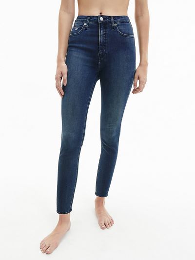 Calvin Klein Ruhák HU641804 | Calvin Klein High Rise Super Skinny Női Farmernadrág Sötét Kék